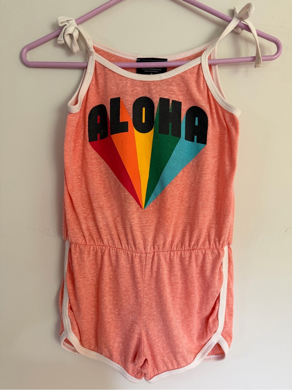 Tiny Whales Retro Peach Aloha Sunburst Romper Girls 7